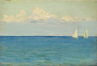 Борис Михайлович Кустодиев. «Морской пейзаж с парусником»