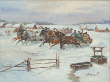 Афанасий Иванович Шелоумов (1892–1983) «Гуляние на тройках»
