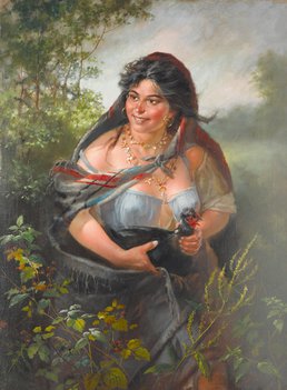 Картина «Цыганка с петухом», автор - Алексей Транковский 
