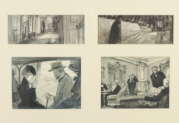 Белла Семеновна Маневич, Исаак Михайлович Каплан, 6 рисунков. Эскизы декораций и костюмов к фильму «Дама с собачкой»