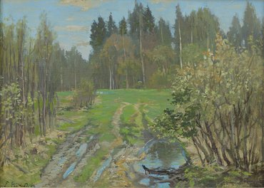 Ефим Ефимович Волков (1844–1920) «Дорога в лесу после дождя»