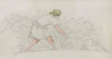 Чашка с блюдцем «Жница» с авторским рисунком С.В. Чехонина