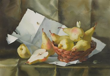Картина "Натюрморт с грушами", автор - Елена Базанова