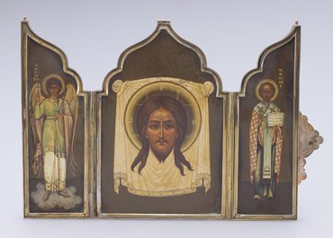 Складень трехстворчатый «Спас Нерукотворный», «Ангел Хранитель», «Святой Николай Чудотворец»
