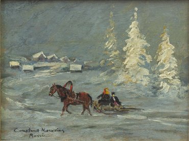 Константин Алексеевич Коровин (1861–1939) «Зимний пейзаж с санями»